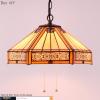 imageWERFACTORY Tiffany Pendant Light Fixture Yellow Hexagon Stained Glass Mission Hanging Lamp Wide 16 Inch Height 40 Inch S011 Series