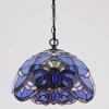 imageWERFACTORY Tiffany Pendant Light Plug in Blue Purple Baroque Stained Glass 12 Inch Hanging Lamp S003C Series