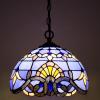 imageWERFACTORY Tiffany Pendant Light Plug in Blue Purple Baroque Stained Glass 12 Inch Hanging Lamp S003C Series