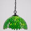 imageWERFACTORY Tiffany Pendant Light Plug in Green Wisteria Stained Glass 12 Inch Hanging Lamp Decor Island Kitchen Bar Hallway Dining Bedroom Entryway Home Office S523 Series