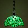 imageWERFACTORY Tiffany Pendant Light Plug in Green Wisteria Stained Glass 12 Inch Hanging Lamp Decor Island Kitchen Bar Hallway Dining Bedroom Entryway Home Office S523 Series