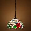 imageWERFACTORY Tiffany Pendant Light Plug in Hummingbird Amber Stained Glass 12 Inch Hanging Lamp S101 Series