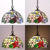 imageWERFACTORY Tiffany Pendant Light Plug in Hummingbird Amber Stained Glass 12 Inch Hanging Lamp S101 Series