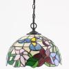 imageWERFACTORY Tiffany Pendant Light Plug in Hummingbird Amber Stained Glass 12 Inch Hanging Lamp S101 Series