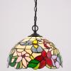 imageWERFACTORY Tiffany Pendant Light Plug in Hummingbird Amber Stained Glass 12 Inch Hanging Lamp S101 Series