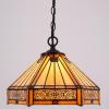 imageWERFACTORY Tiffany Pendant Light Plug in Yellow Hexagon Stained Glass 12 Inch Mission Hanging Lamp S011 Series