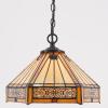 imageWERFACTORY Tiffany Pendant Light Plug in Yellow Hexagon Stained Glass 12 Inch Mission Hanging Lamp S011 Series