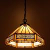imageWERFACTORY Tiffany Pendant Light Plug in Yellow Hexagon Stained Glass 12 Inch Mission Hanging Lamp S011 Series