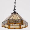 imageWERFACTORY Tiffany Pendant Light Plug in Yellow Hexagon Stained Glass 12 Inch Mission Hanging Lamp S011 Series