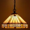 imageWERFACTORY Tiffany Pendant Light Plug in Yellow Hexagon Stained Glass 12 Inch Mission Hanging Lamp S011 Series