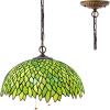imageWERFACTORY Tiffany Pendant Light Fixture Green Wisteria Stained Glass Hanging Lamp Wide 16 Inch Height 40 Inch S523 Series