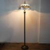 imageWERFACTORY Tiffany Floor Lamp Blue Lotus Stained Glass Flower Standing Reading Light 16X16X64 Inches Antique Pole Corner Lamp Decor Bedroom Living Room Home Office S220 Series