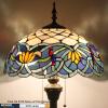 imageWERFACTORY Tiffany Floor Lamp Blue Lotus Stained Glass Flower Standing Reading Light 16X16X64 Inches Antique Pole Corner Lamp Decor Bedroom Living Room Home Office S220 Series