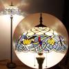 imageWERFACTORY Tiffany Floor Lamp Blue Lotus Stained Glass Flower Standing Reading Light 16X16X64 Inches Antique Pole Corner Lamp Decor Bedroom Living Room Home Office S220 Series