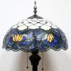 imageWERFACTORY Tiffany Floor Lamp Blue Lotus Stained Glass Flower Standing Reading Light 16X16X64 Inches Antique Pole Corner Lamp Decor Bedroom Living Room Home Office S220 Series