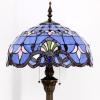 imageWERFACTORY Tiffany Floor Lamp Blue Purple Baroque Stained Glass Standing Reading Light 16X16X64 Inches Antique Pole Corner Lamp Decor Bedroom Living Room Home Office S003C Series