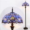 imageWERFACTORY Tiffany Floor Lamp Blue Purple Baroque Stained Glass Standing Reading Light 16X16X64 Inches Antique Pole Corner Lamp Decor Bedroom Living Room Home Office S003C Series