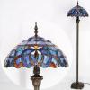 imageWERFACTORY Tiffany Floor Lamp Blue Purple Cloudy Stained Glass Standing Reading Light 16X16X64 Inches Antique Pole Corner Lamp Decor Bedroom Living Room Home Office S558 Series