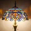 imageWERFACTORY Tiffany Floor Lamp Blue Purple Cloudy Stained Glass Standing Reading Light 16X16X64 Inches Antique Pole Corner Lamp Decor Bedroom Living Room Home Office S558 Series