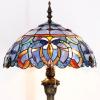 imageWERFACTORY Tiffany Floor Lamp Blue Purple Cloudy Stained Glass Standing Reading Light 16X16X64 Inches Antique Pole Corner Lamp Decor Bedroom Living Room Home Office S558 Series