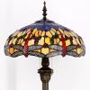imageWERFACTORY Tiffany Floor Lamp Blue Yellow Dragonfly Stained Glass Standing Reading Light 16X16X64 Inches Antique Pole Corner Lamp Decor Bedroom Living Room Home Office S168 Series