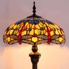 imageWERFACTORY Tiffany Floor Lamp Blue Yellow Dragonfly Stained Glass Standing Reading Light 16X16X64 Inches Antique Pole Corner Lamp Decor Bedroom Living Room Home Office S168 Series