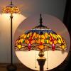 imageWERFACTORY Tiffany Floor Lamp Blue Yellow Dragonfly Stained Glass Standing Reading Light 16X16X64 Inches Antique Pole Corner Lamp Decor Bedroom Living Room Home Office S168 Series