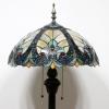 imageWERFACTORY Tiffany Floor Lamp Blue Yellow Liaison Stained Glass Standing Reading Light 16X16X64 Inches Antique Pole Corner Lamp Decor Bedroom Living Room Home Office S160E Series