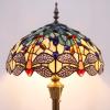 imageWERFACTORY Tiffany Floor Lamp Blue Yellow Stained Glass Dragonfly Standing Reading Light 16X16X64 Inches Antique Pole Corner Lamp Decor Bedroom Living Room Home Office S128 Series