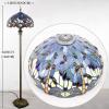 imageWERFACTORY Tiffany Floor Lamp Blue Yellow Stained Glass Dragonfly Standing Reading Light 16X16X64 Inches Antique Pole Corner Lamp Decor Bedroom Living Room Home Office S128 Series