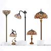 imageWERFACTORY Tiffany Floor Lamp Blue Yellow Stained Glass Dragonfly Standing Reading Light 16X16X64 Inches Antique Pole Corner Lamp Decor Bedroom Living Room Home Office S128 Series