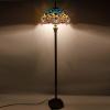 imageWERFACTORY Tiffany Floor Lamp Blue Yellow Stained Glass Dragonfly Standing Reading Light 16X16X64 Inches Antique Pole Corner Lamp Decor Bedroom Living Room Home Office S128 Series