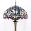 imageWERFACTORY Tiffany Floor Lamp Blue Yellow Stained Glass Dragonfly Standing Reading Light 16X16X64 Inches Antique Pole Corner Lamp Decor Bedroom Living Room Home Office S128 Series