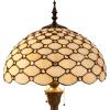 imageWERFACTORY Tiffany Floor Lamp Cream Amber Stained Glass Bead Standing Reading Light 16X16X64 Inches Antique Pole Corner Lamp Decor Bedroom Living Room Home Office S005 Series