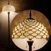 imageWERFACTORY Tiffany Floor Lamp Cream Amber Stained Glass Bead Standing Reading Light 16X16X64 Inches Antique Pole Corner Lamp Decor Bedroom Living Room Home Office S005 Series
