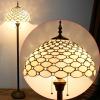imageWERFACTORY Tiffany Floor Lamp Cream Amber Stained Glass Bead Standing Reading Light 16X16X64 Inches Antique Pole Corner Lamp Decor Bedroom Living Room Home Office S005 Series