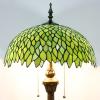 imageWERFACTORY Tiffany Floor Lamp Green Wisteria Stained Glass Standing Reading Light 16X16X64 Inches Antique Style Pole Corner Lamp Decor Bedroom Living Room Home Office S523 Series