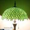 imageWERFACTORY Tiffany Floor Lamp Green Wisteria Stained Glass Standing Reading Light 16X16X64 Inches Antique Style Pole Corner Lamp Decor Bedroom Living Room Home Office S523 Series