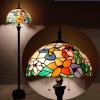 imageWERFACTORY Tiffany Floor Lamp Hummingbird Amber Stained Glass Standing Reading Light 16X16X64 Inches Antique Pole Corner Lamp Decor Bedroom Living Room Home Office S101 Series