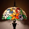 imageWERFACTORY Tiffany Floor Lamp Hummingbird Amber Stained Glass Standing Reading Light 16X16X64 Inches Antique Pole Corner Lamp Decor Bedroom Living Room Home Office S101 Series