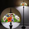 imageWERFACTORY Tiffany Floor Lamp Hummingbird Amber Stained Glass Standing Reading Light 16X16X64 Inches Antique Pole Corner Lamp Decor Bedroom Living Room Home Office S101 Series