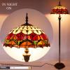 imageWERFACTORY Tiffany Floor Lamp Red Amber Tulip Flower Stained Glass Standing Reading Light 16X16X64 Inches Antique Pole Corner Lamp Decor Bedroom Living Room Home Office S030 Series