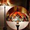 imageWERFACTORY Tiffany Floor Lamp Red Brown Liaison Stained Glass Standing Reading Light 16X16X64 Inches Antique Pole Corner Lamp Decor Bedroom Living Room Home Office S160R Series