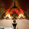 imageWERFACTORY Tiffany Floor Lamp Red Brown Liaison Stained Glass Standing Reading Light 16X16X64 Inches Antique Pole Corner Lamp Decor Bedroom Living Room Home Office S160R Series