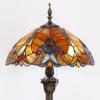 imageWERFACTORY Tiffany Floor Lamp Red Brown Liaison Stained Glass Standing Reading Light 16X16X64 Inches Antique Pole Corner Lamp Decor Bedroom Living Room Home Office S160R Series