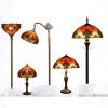 imageWERFACTORY Tiffany Floor Lamp Red Brown Liaison Stained Glass Standing Reading Light 16X16X64 Inches Antique Pole Corner Lamp Decor Bedroom Living Room Home Office S160R Series
