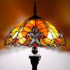 imageWERFACTORY Tiffany Floor Lamp Red Brown Liaison Stained Glass Standing Reading Light 16X16X64 Inches Antique Pole Corner Lamp Decor Bedroom Living Room Home Office S160R Series