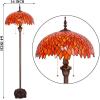 imageWERFACTORY Tiffany Floor Lamp Red Orange Wisteria Stained Glass Standing Reading Light 16X16X64 Inches Antique Style Pole Corner Lamp Decor Bedroom Living Room Home Office S523R Series