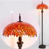 imageWERFACTORY Tiffany Floor Lamp Red Orange Wisteria Stained Glass Standing Reading Light 16X16X64 Inches Antique Style Pole Corner Lamp Decor Bedroom Living Room Home Office S523R Series