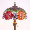 imageWERFACTORY Tiffany Floor Lamp Red Yellow Rose Stained Glass Standing Reading Light 16X16X64 Inches Antique Pole Corner Lamp Decor Bedroom Living Room Home Office S001 Series